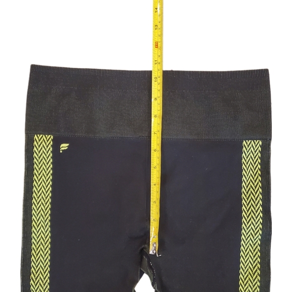 Fabletics Women's Black Neon Yellow High-Waisted Seamless Leggings Medium - Picture 5 of 6